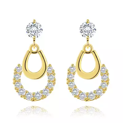 14 karátos arany fülbevaló patkó motívummal és cirkóniákkal