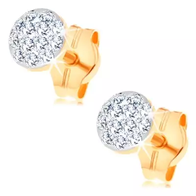 Fülbevaló 14K sárga aranyból - karika átlátszó Swarovski kristályokkal