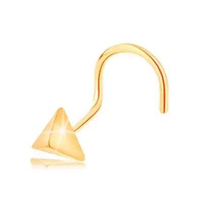 14K sárga arany orrpiercing - kis fényes gúla, ívelt