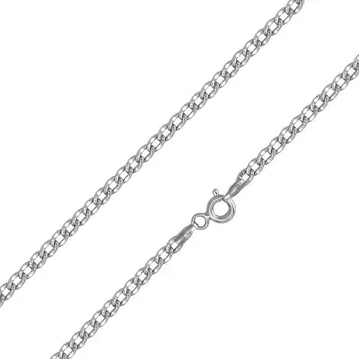 Ródiumozott arany nyaklánc 585 - lapos ovális szemek, apró bevágások, 450 mm