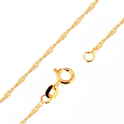 Nyaklánc 9K sárga aranyból - fényes, lapos, ovális szemek, spirál, 500 mm