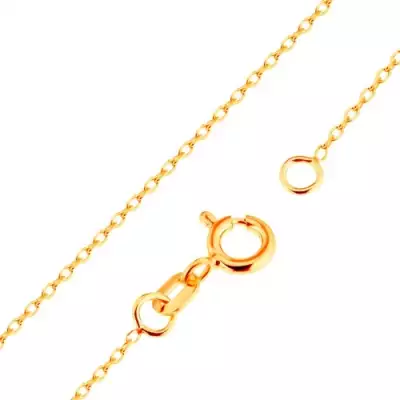 Nyaklánc 9K sárga aranyból - fényes, ovális szemek, Rolo minta, 500 mm