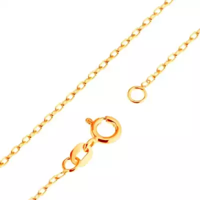 9K arany nyaklánc - sima, ovális szemek, Rolo minta, 500 mm