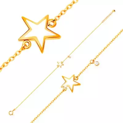 585 arany karkötő - fehér fénymázas csillag, cirkónia átlátszó színben