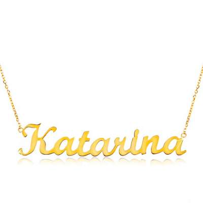 14K arany állítható nyaklánc Katarína névvel, finom csillogó lánc