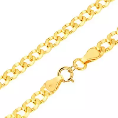 585 arany karkötő - ovális szemek apró mélyedésekkel díszítve, 200 mm