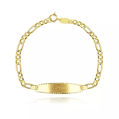 18K arany karkötő matt táblával - lánc Figaro mintával, 155 mm