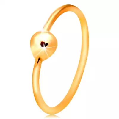 14K arany orrpiercing, fényes karika apró golyóval