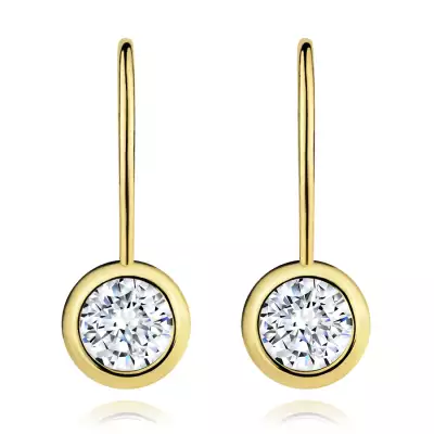 14K arany fülbevaló - csiszolt átlátszó cirkónia fényes foglalatban, 4 mm