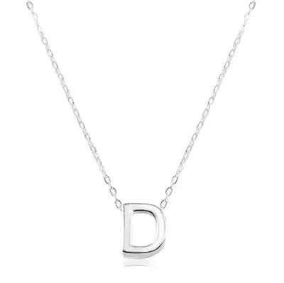 925 ezüst nyaklánc, fényes lánc, nagy nyomtatott D betű
