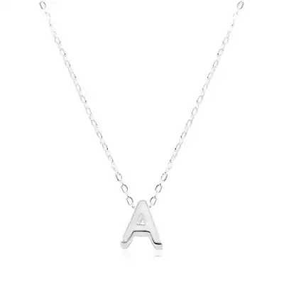 925 ezüst nyaklánc, fényes lánc, nagy nyomtatott A betű