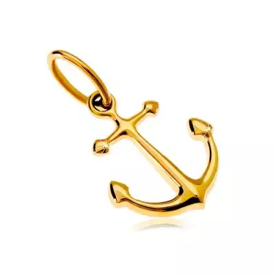 14K sárga arany medál - horgony fényes, sima felülettel