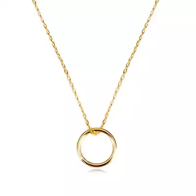 375 arany nyaklánc - vékony lánc medállal, sima fényes karika