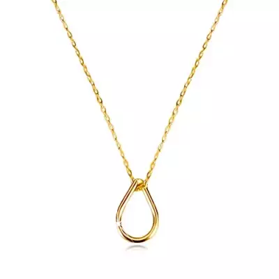 14K sárga arany nyaklánc - vékony lánc, csepp alakú medál