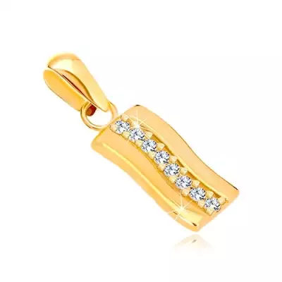 585 sárga arany medál  - enyhén hullámos ív, cirkónia sáv