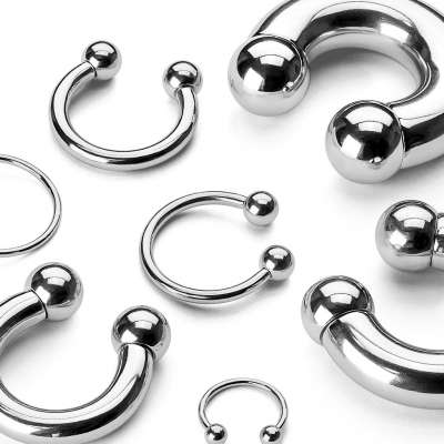 Acél piercing - egyszerű patkó alakú piercing, golyócskákkal, 6 mm