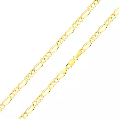 585 arany nyaklánc - Figaro minta, három ovális és egy hosszúkás láncszem, 500 mm