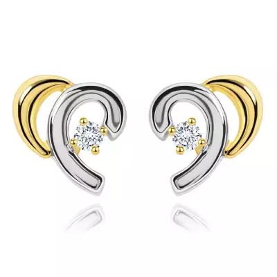 14K kombinált arany fübevaló - ketté választott szív gyémánttal