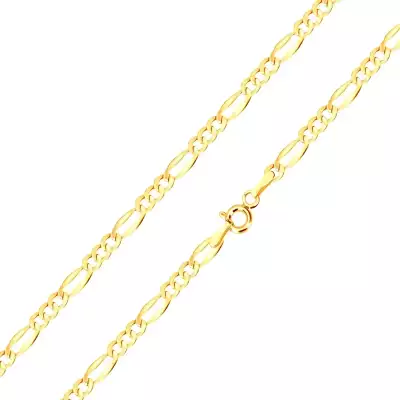 14K arany nyaklánc - Figaro minta, három ovális és egy hosszúkás láncszem, 450 mm