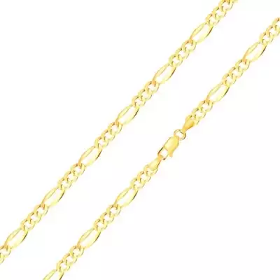 14K sárga arany karkötő - hosszúkás és ovális szemek váltakoznak, 210 mm