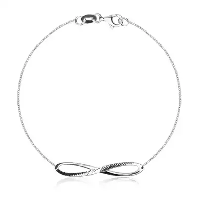Fényes karkötő 925 ezüstből - végtelenség szimbólum kivágásokkal, szögletes lánc