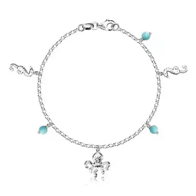 Karkötő 925 ezüstből - golyók, csikóhal és polip, delfinkapocs