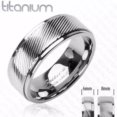 Titánium gyűrű - ferde bemart vonalak - Nagyság_ 49