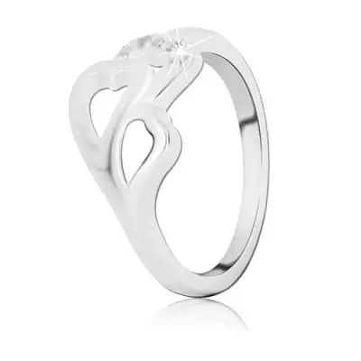 Ezüst gyűrű – három szív, beágyazott cirkóniák - Nagyság_ 54