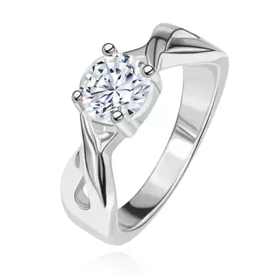 Eljegyzési gyűrű ezüstből - kerek cirkónia fonott szárak között - Nagyság_ 49