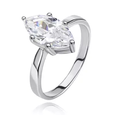 Ezüst gyűrű - nagy csiszolt cirkónia könnycsepp alakban - Nagyság_ 54