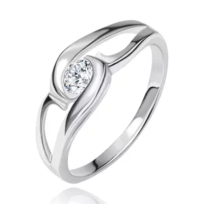 Gyűrű 925 ezüstből - hajlított szárak a cirkónia körül - Nagyság_ 50