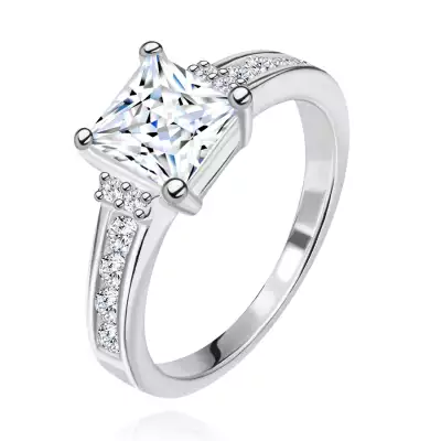 925 ezüst gyűrű - négyzet cirkónia a köves száron - Nagyság_ 49