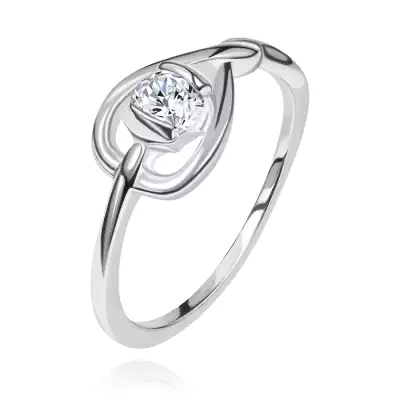 Gyűrű 925 ezüstből - keresztezett szívkörvonal cirkóniával - Nagyság_ 51