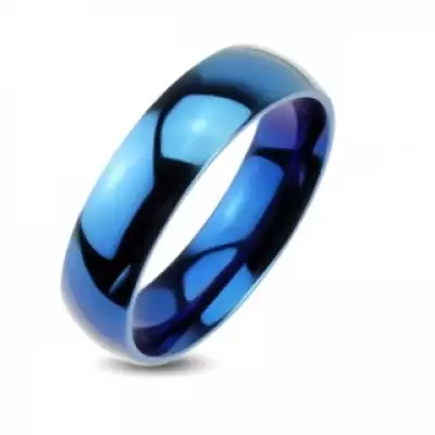 Kék színű fém gyűrű - sima karika tükörfény ragyogással - Nagyság_ 48