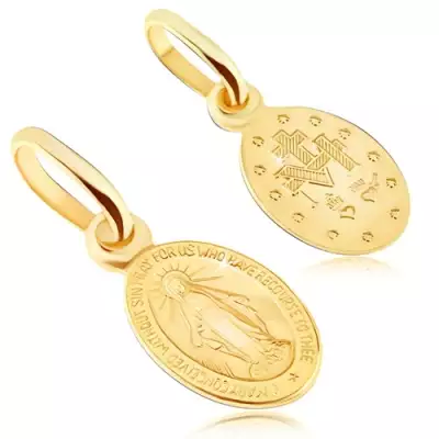 Medál 14K aranyból - kétoldalú medál Szűz Máriával