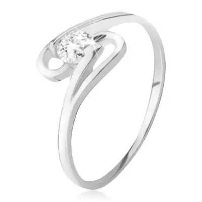 Gyűrű 925 ezüstből, kerek cirkónia a két szár között - Nagyság_ 66