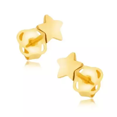 Fülbevaló 9K sárga aranyból - tükörfényű ötágú csillagocska