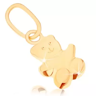 Medál 9K sárga aranyból - kicsi maci, sima mérsékelten kidomborodó felület