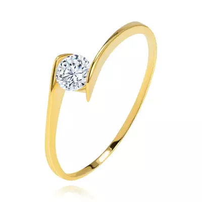 Gyűrű 14K sárga színű aranyból - kerek átlászó cirkónia a szárvégek közé rögzítve - Nagyság_ 60