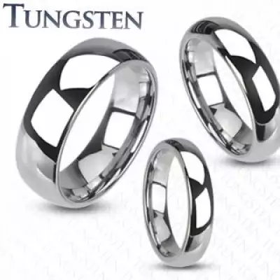 Tungsten gyűrű - sima és fényes karikagyűrű ezüst színben, 8 mm - Nagyság_ 70