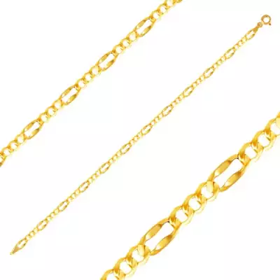 Arany karkötő - három ovális szem, hosszabb lapított szem, 190 mm