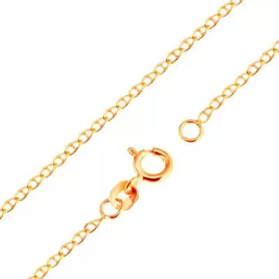 9K arany nyaklánc - kis, lapos, fényes szemek pálcikával elválasztva, 500 mm