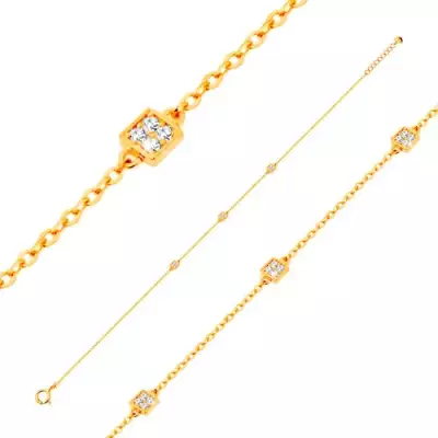 585 arany karkötő ovális szemekkel és három csillogó négyzettel