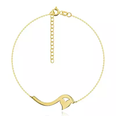 Karkötő 14K sárga aranyból - hullám és kis, szimmetrikus szív, finom lánc