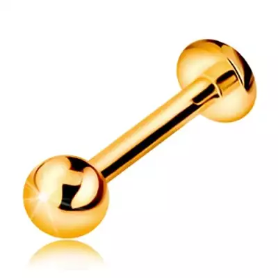 14K arany ajak vagy áll piercing - labret golyóval és karikával, 10 mm