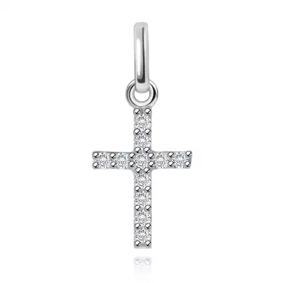 Csillogó medál fehér 14K aranyból - átlátszó gyémánt kereszt