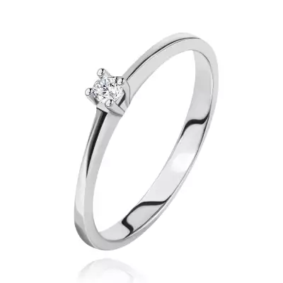 Briliáns gyűrű fehér 585 aranyból - csillogó átlátszó gyémánt négyágú foglalatban - Nagyság_ 54