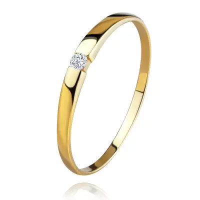 14K arany gyűrű - csillogó átlátszó cirkónia, sima kidomborodó szárak - Nagyság_ 55