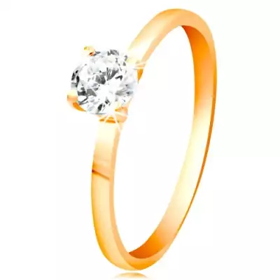 Sárga 14K arany gyűrű - fényes átlátszó cirkónia kiemelt foglalatban - Nagyság_ 51