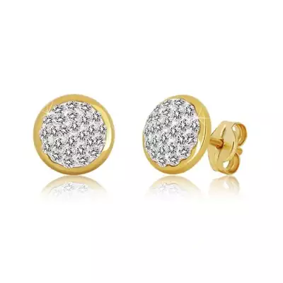 375 sárga arany fülbevaló - kör alakzat Swarovski kristályokkal